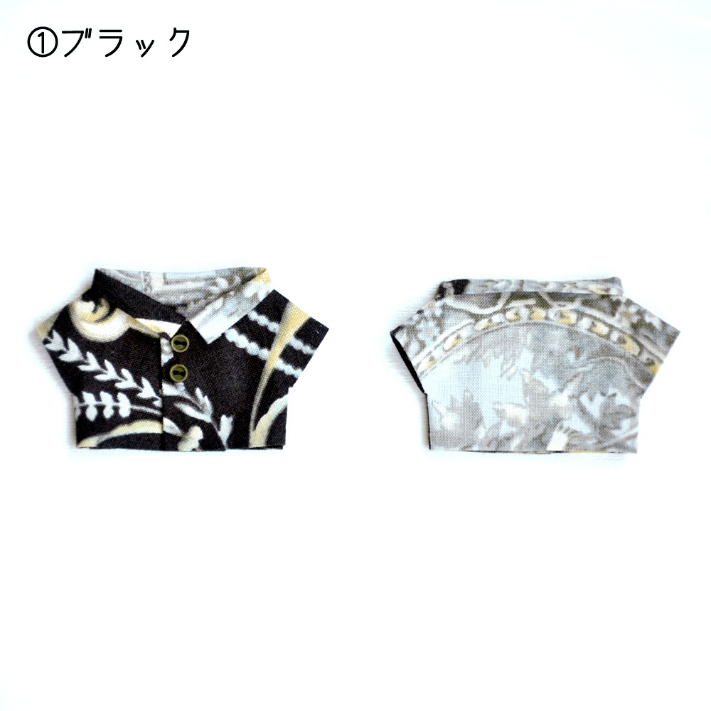 襟付き柄シャツ