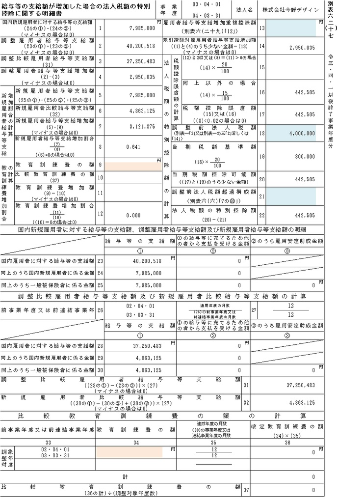 人材確保等&所得拡大促進税制計算シート(令和3年4月以降開始事業年度用・300人版)