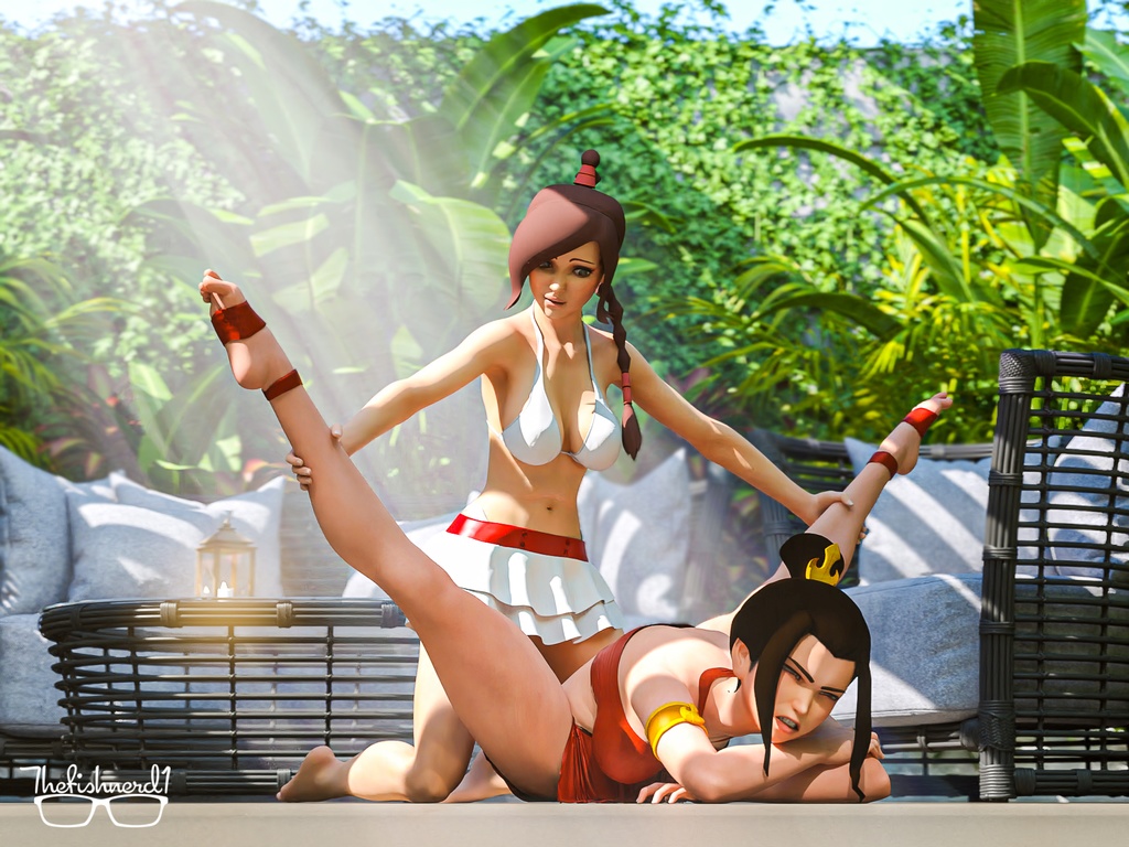 Tylee and Azula assisted stretch (Part 1 )