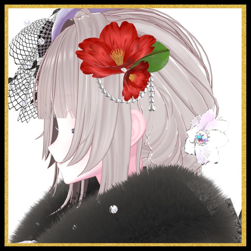 【VRC想定】椿髪飾り