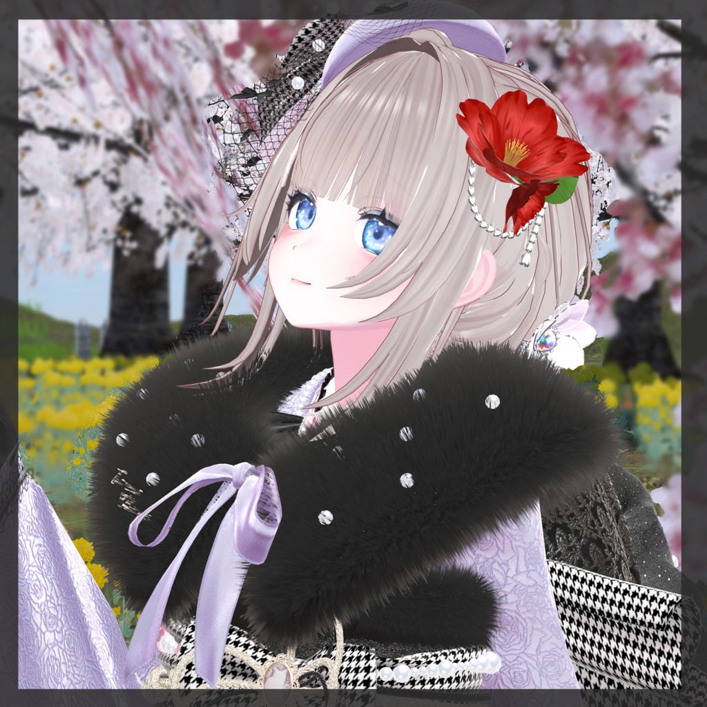 【VRC想定】椿髪飾り