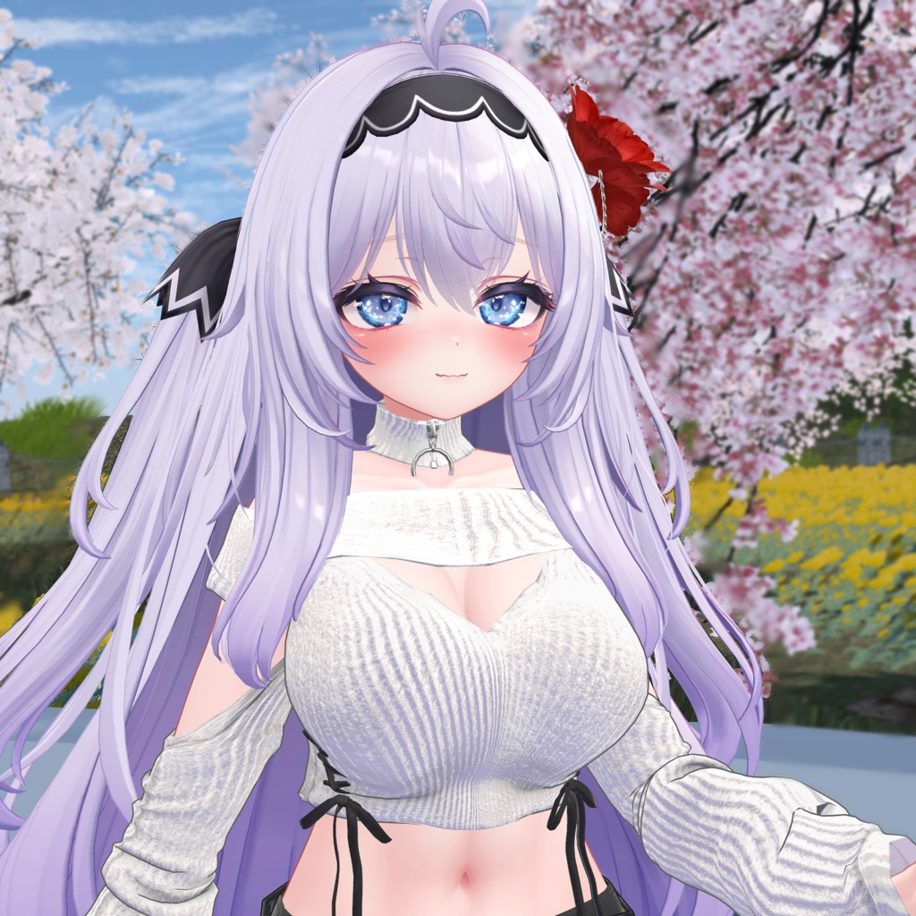 【VRC想定】椿髪飾り