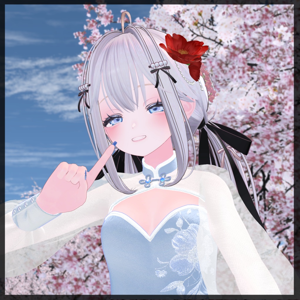 【VRC想定】椿髪飾り