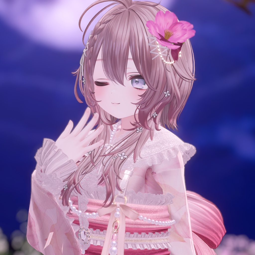 【VRC想定】椿髪飾り