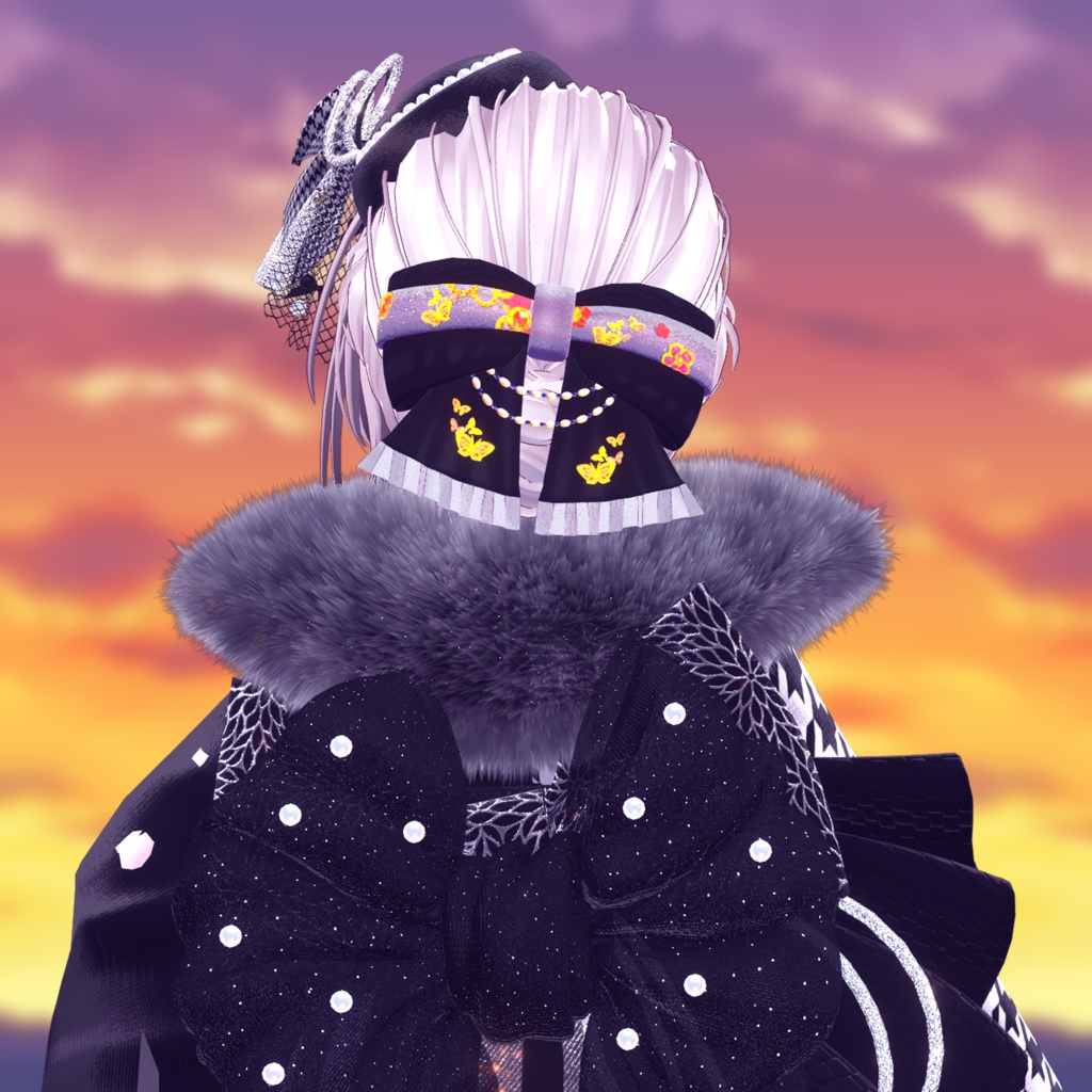 【VRCアバター想定】はんなり和風りぼん