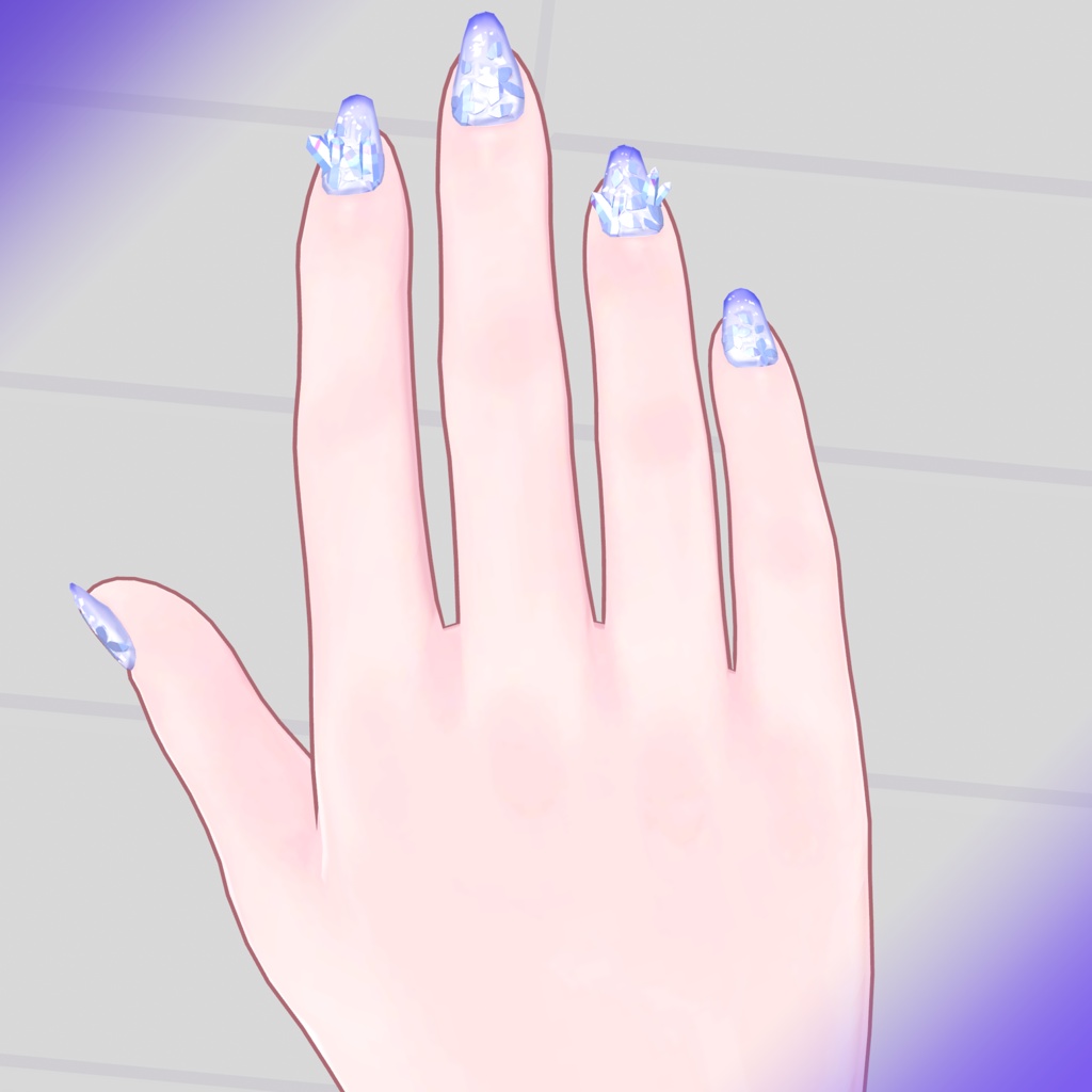 【VRC対応5アバター】IceCrystalNail【ネイルチップ】