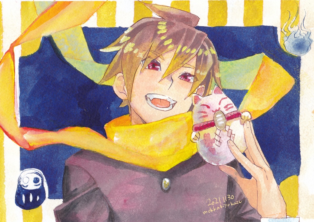 【原画】猫とマフラー【創作】