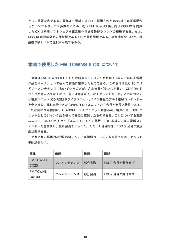 FM TOWNS II CX 修理マニュアル レトロマシン修理マニュアル⑩