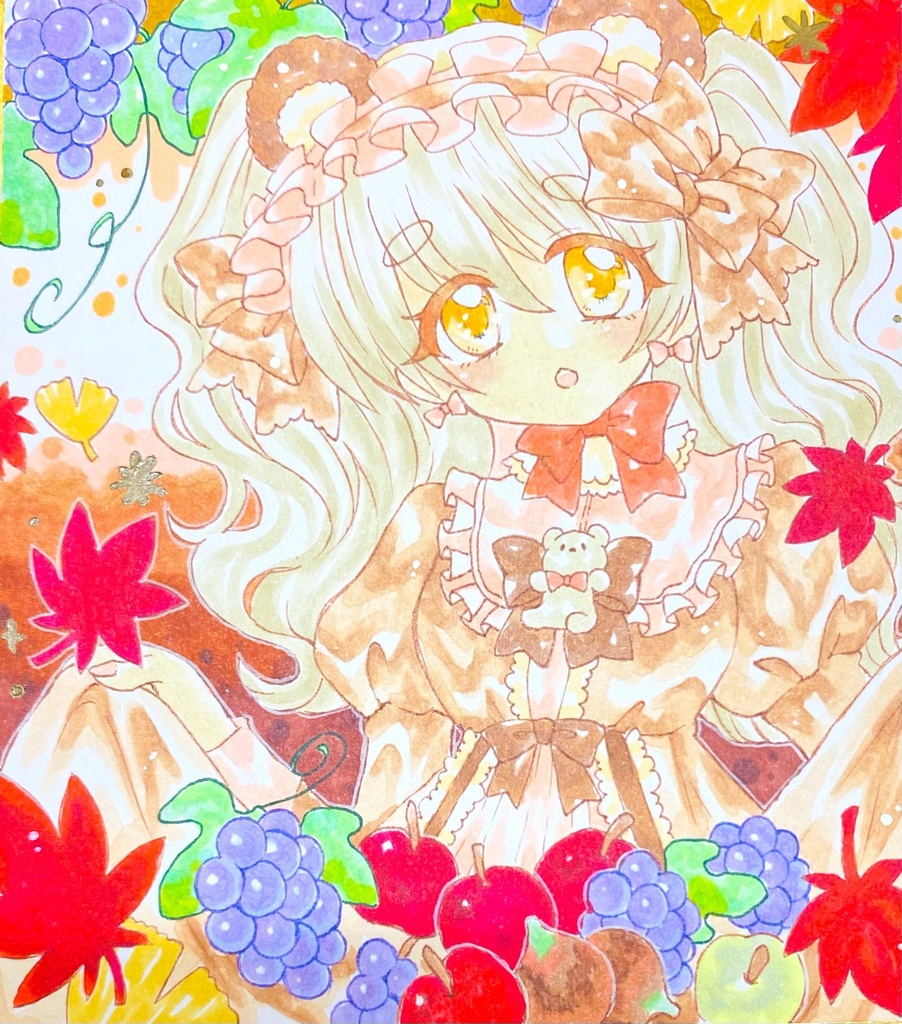 アナログ色紙：🍁オータムろりーた