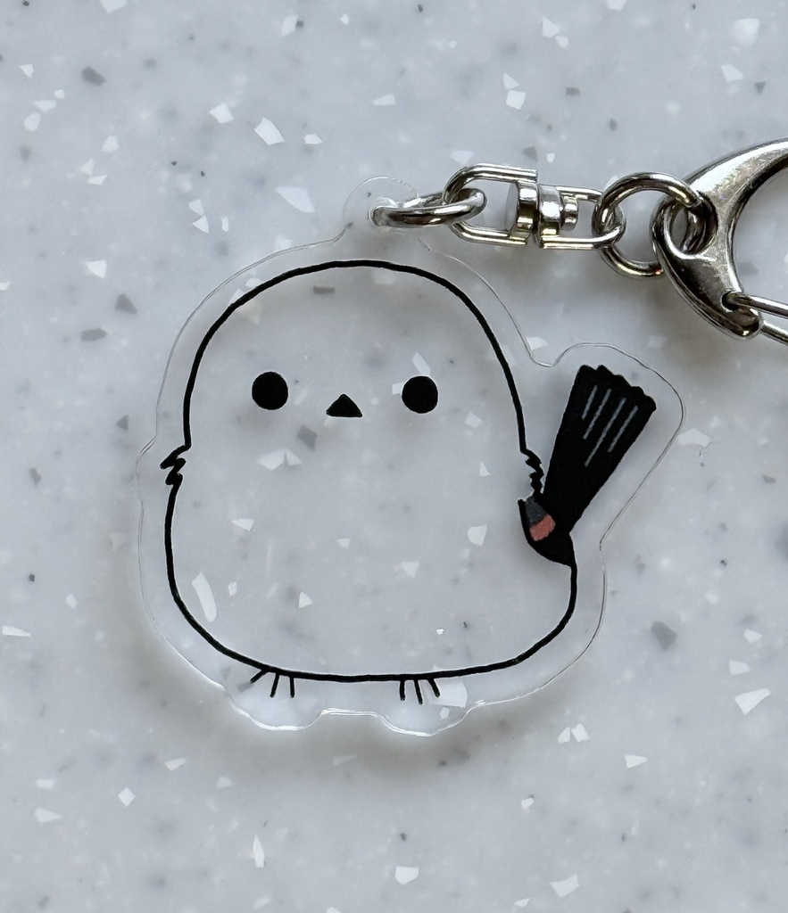 透明なシマエナガ アクリルキーホルダー【40㎜】