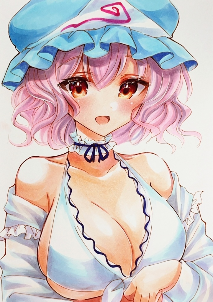 西行寺幽々子　アナログ原画　手描きイラスト　A5  東方Project