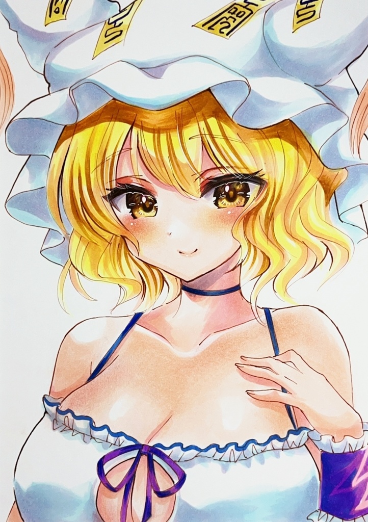 八雲藍　アナログ原画　手描きイラスト　A5 東方プロジェクト