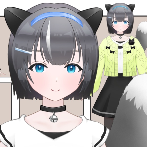 【汎用】LIVE2Dモデル  黒白猫の女の子　着替え３点付