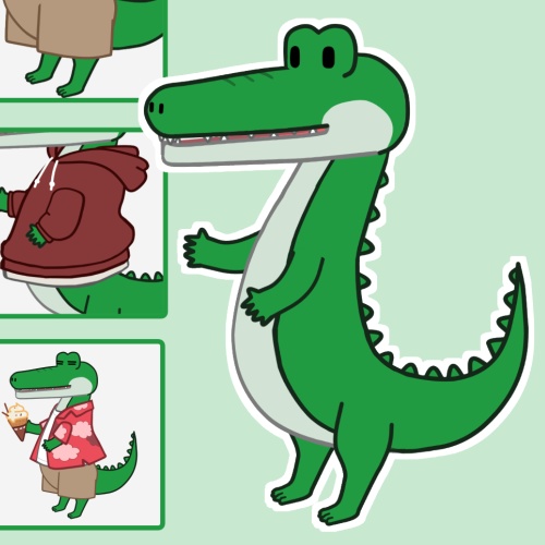 【汎用】LIVE2Dモデル　ワニ