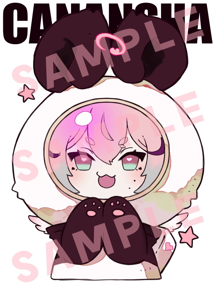 幸運をまねく!幸せ宇宙パンダ天使!!CANANSHAver.キャップ-ホワイト/ブラック