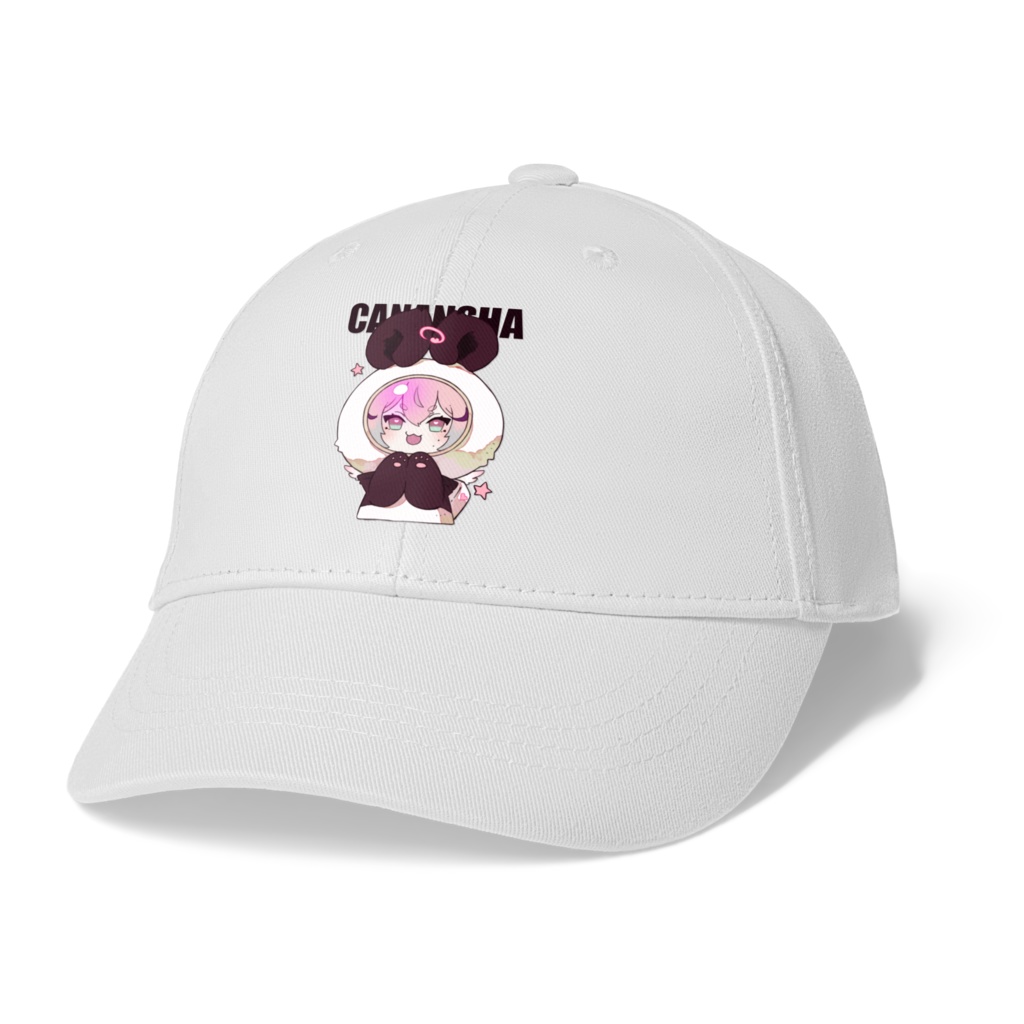 幸運をまねく！幸せ宇宙パンダ天使！！CANANSHAver.キャップ-ホワイト/ブラック