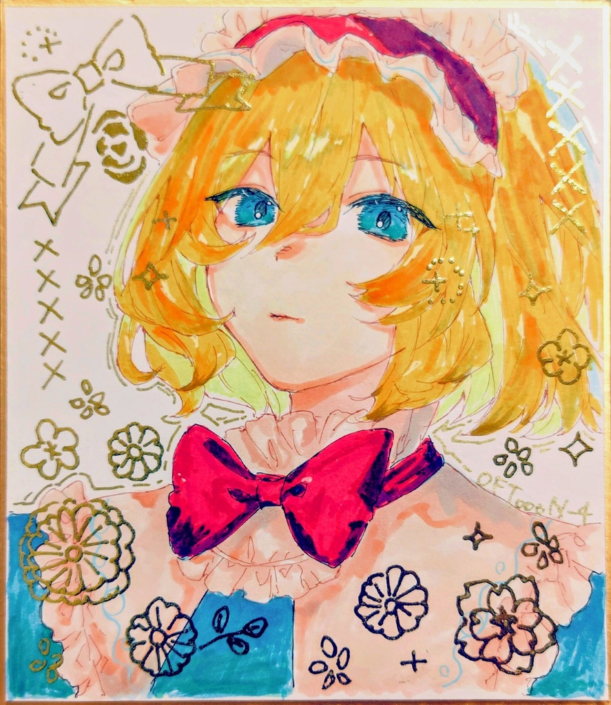 アリス　箔押し色紙