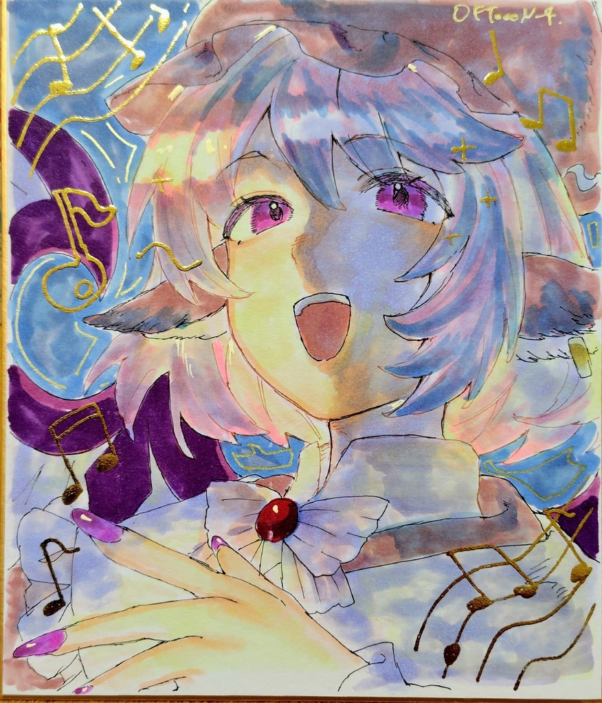 ミスティア・ローレライ　箔押し色紙