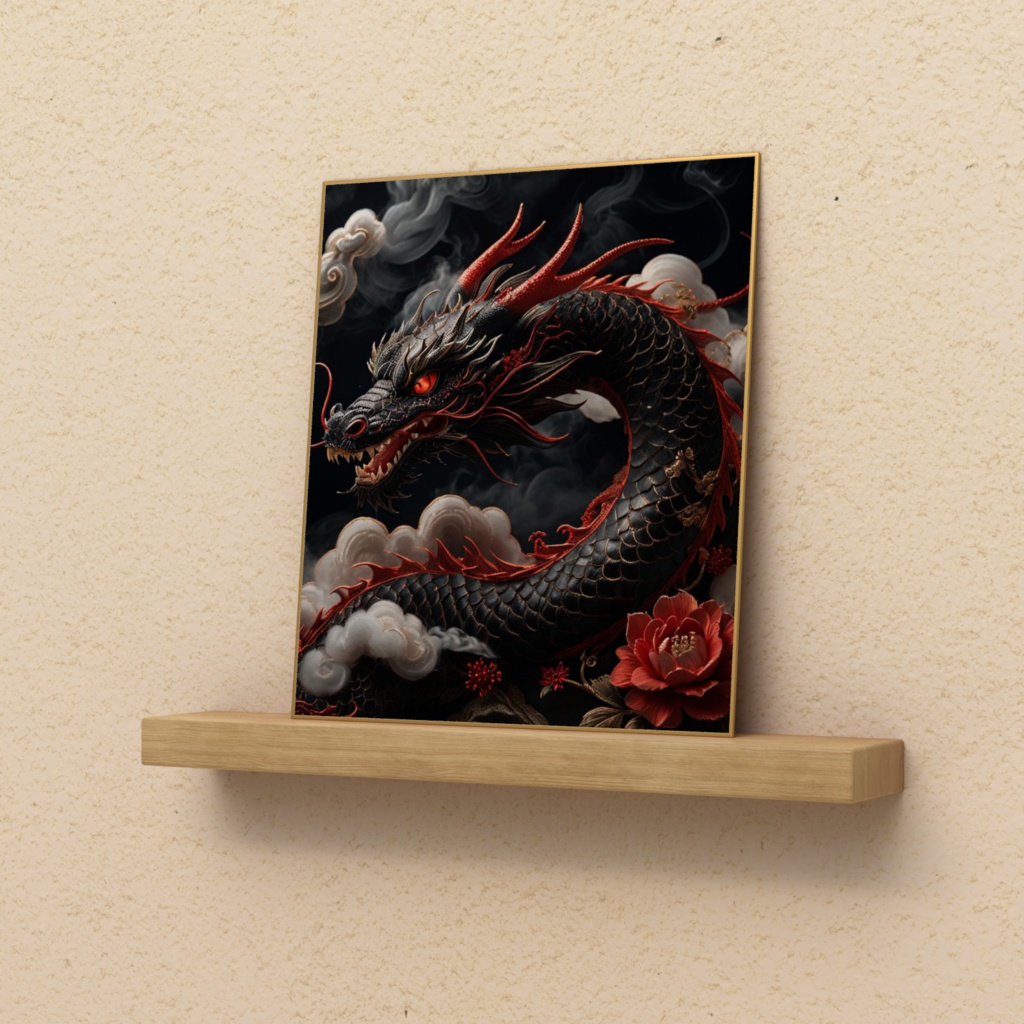 《黒龍護符 - 五重結界色紙》Black Dragon Talisman – Fivefold Barrier Art Board