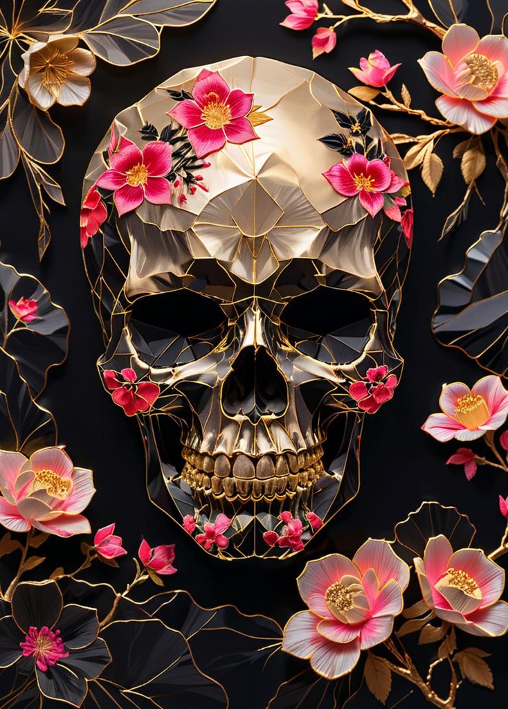 AURA-SKL-PZ-25.11-002 “Floral Skull of Serenity”|静寂の花髑髏