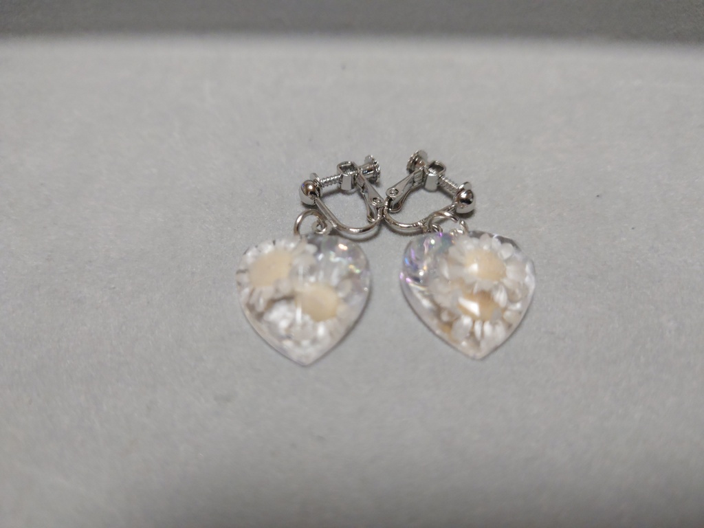 ドライフラワーイヤリング(ハート型)