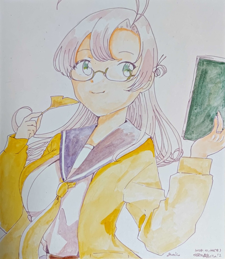衣笠さん進水日記念色紙大❶　衣笠さん読書の秋