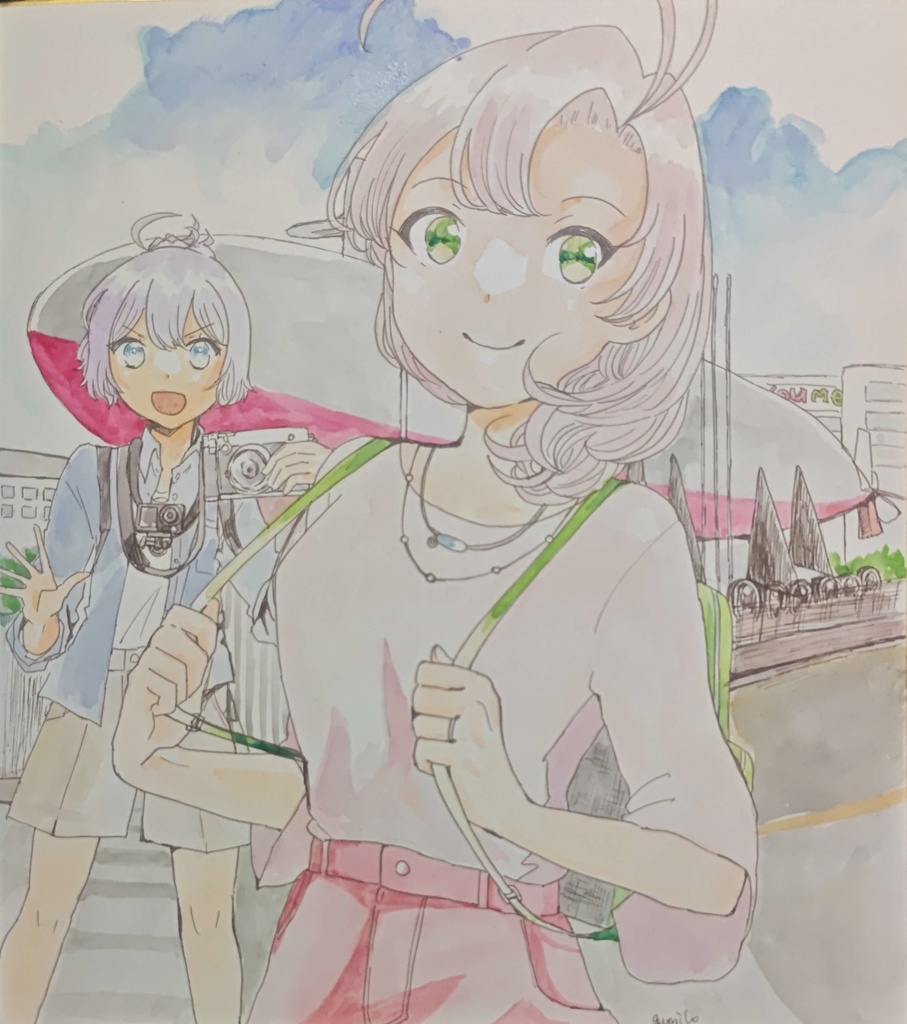 衣笠さんと青葉ちゃんの呉観光　色紙(大)