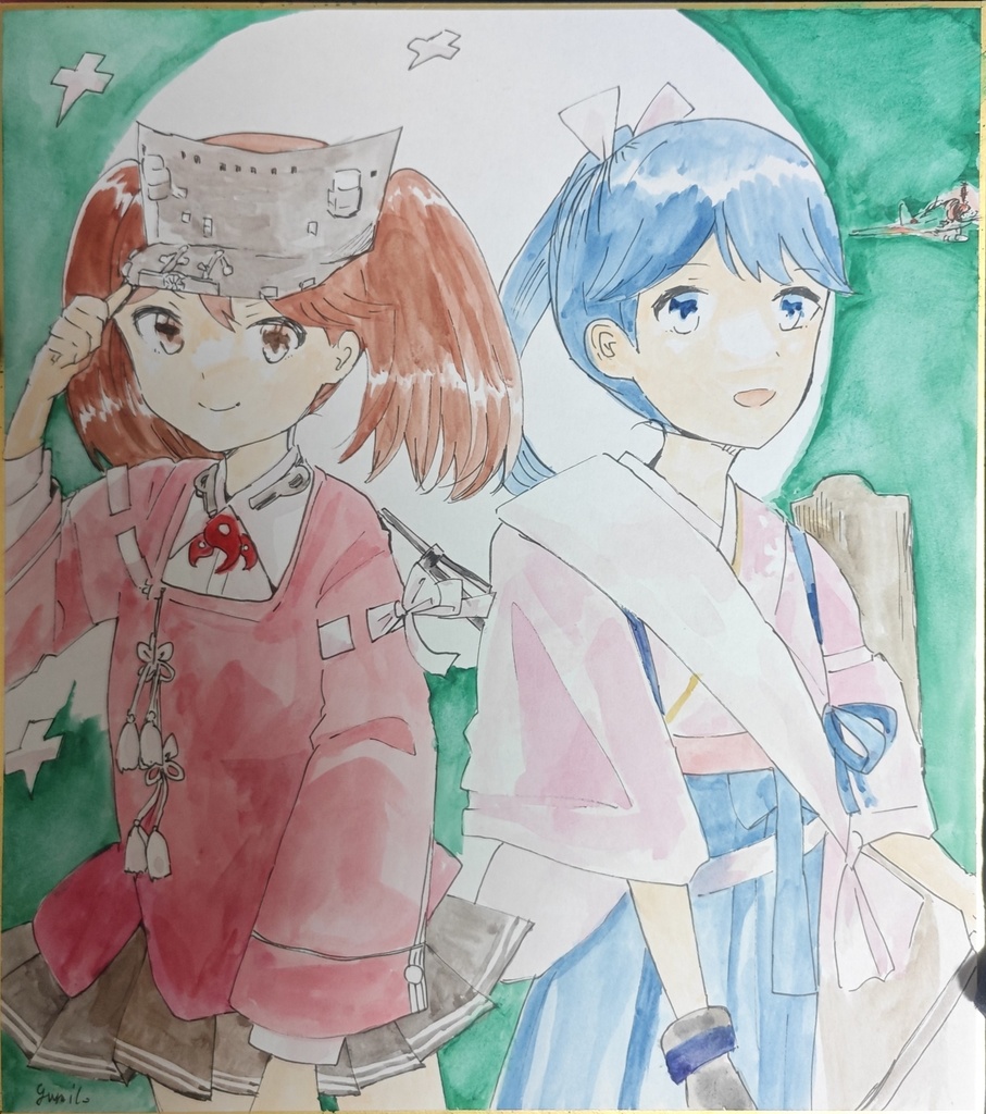 龍驤改二と鳳翔改二 色紙(大)