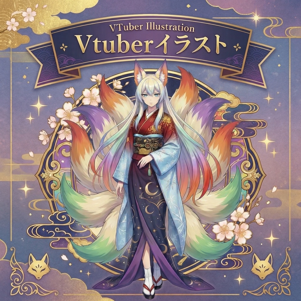 VTuberイラスト のみ| 九尾の狐キャラクター | 商用利用可