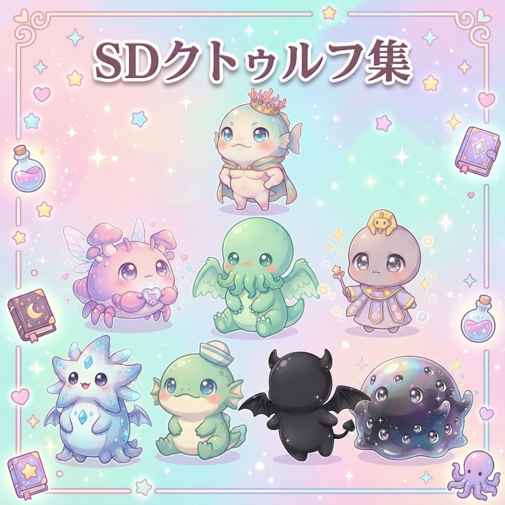 SDクトゥルフ集　8種　背景透過PNG