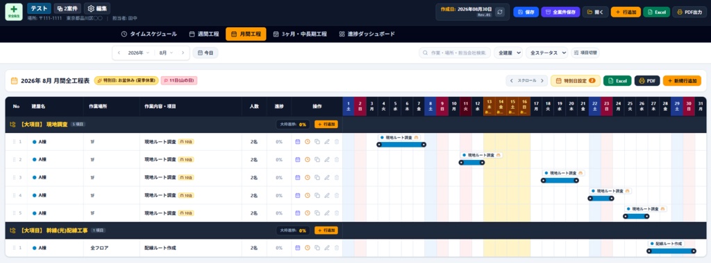 工程表、進捗管理システム