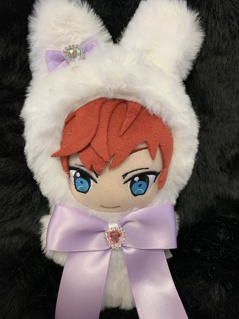 ふわふわうさぎ紫リボン