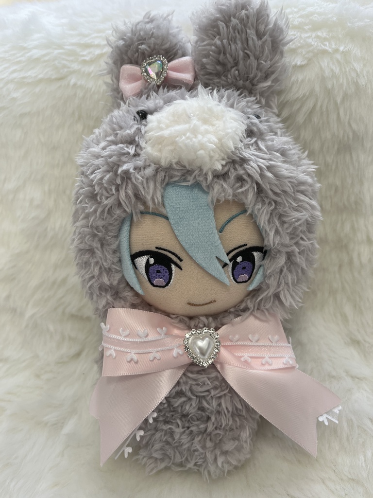 グレーうさぎピンクリボン