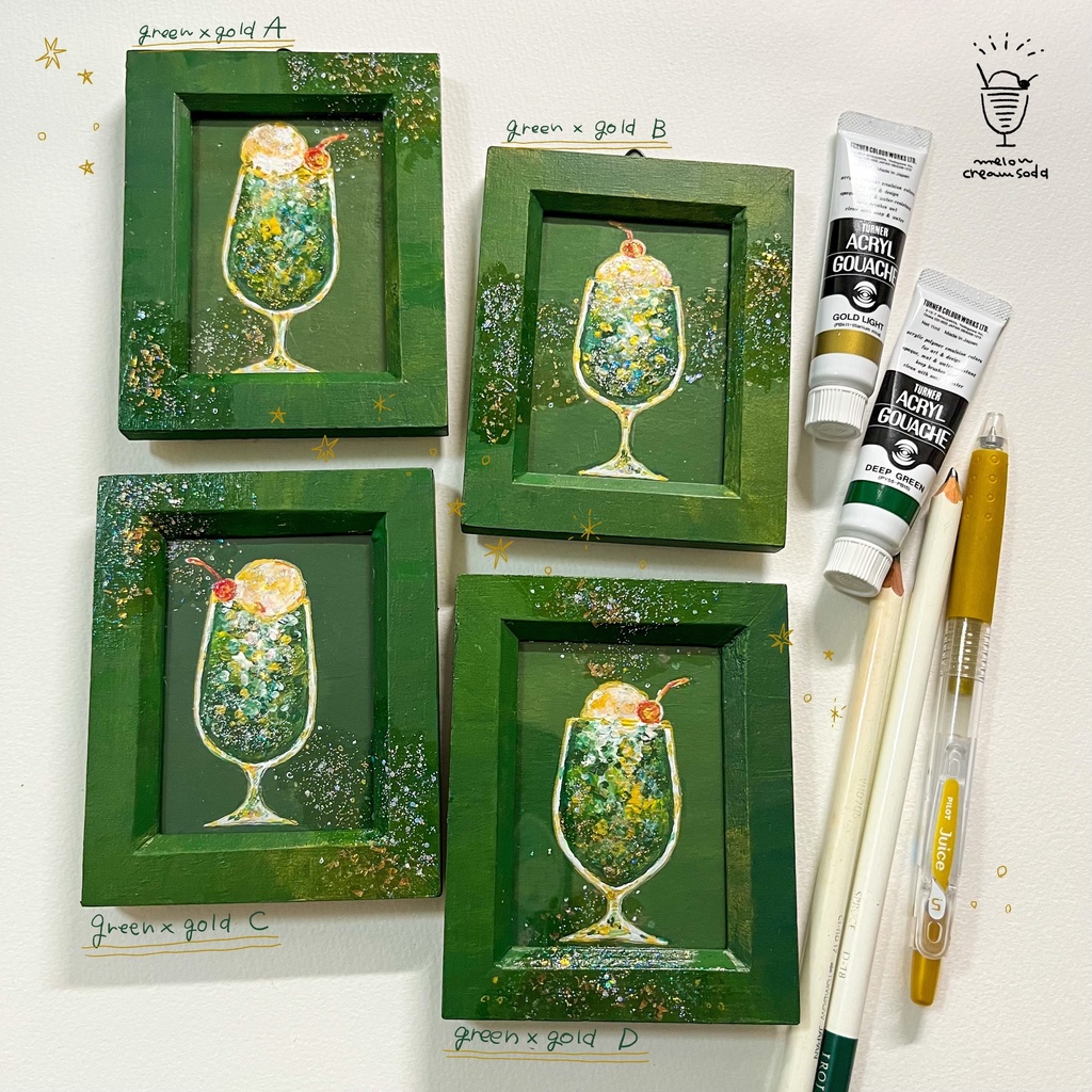 【展示】メロンクリームソーダのミニ原画…greenxgold
