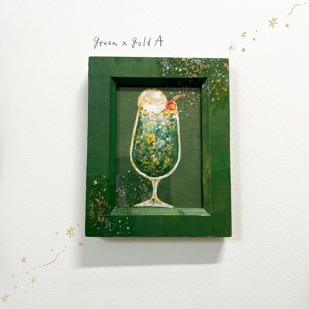 【展示】メロンクリームソーダのミニ原画…greenxgold