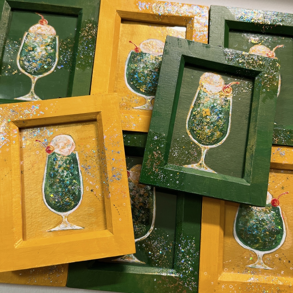 【展示】メロンクリームソーダのミニ原画…greenxgold