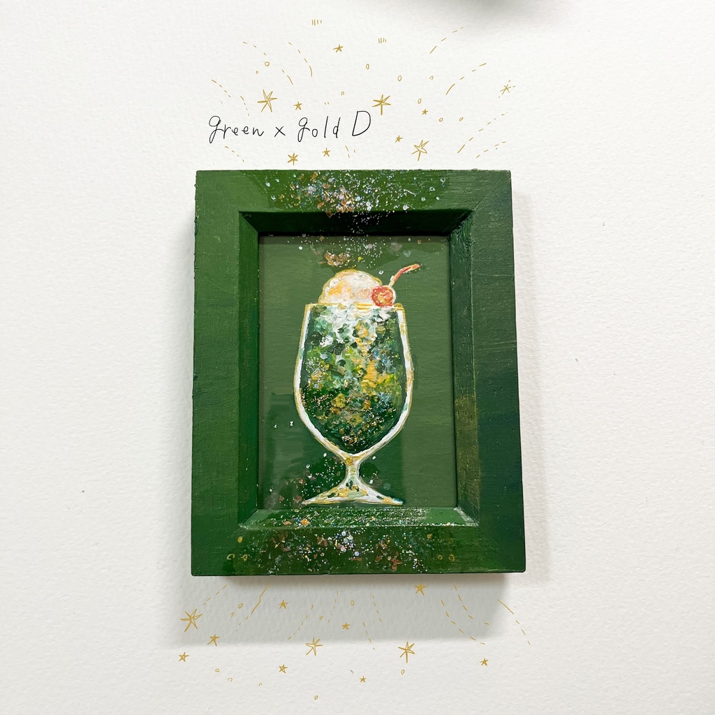 【展示】メロンクリームソーダのミニ原画…greenxgold