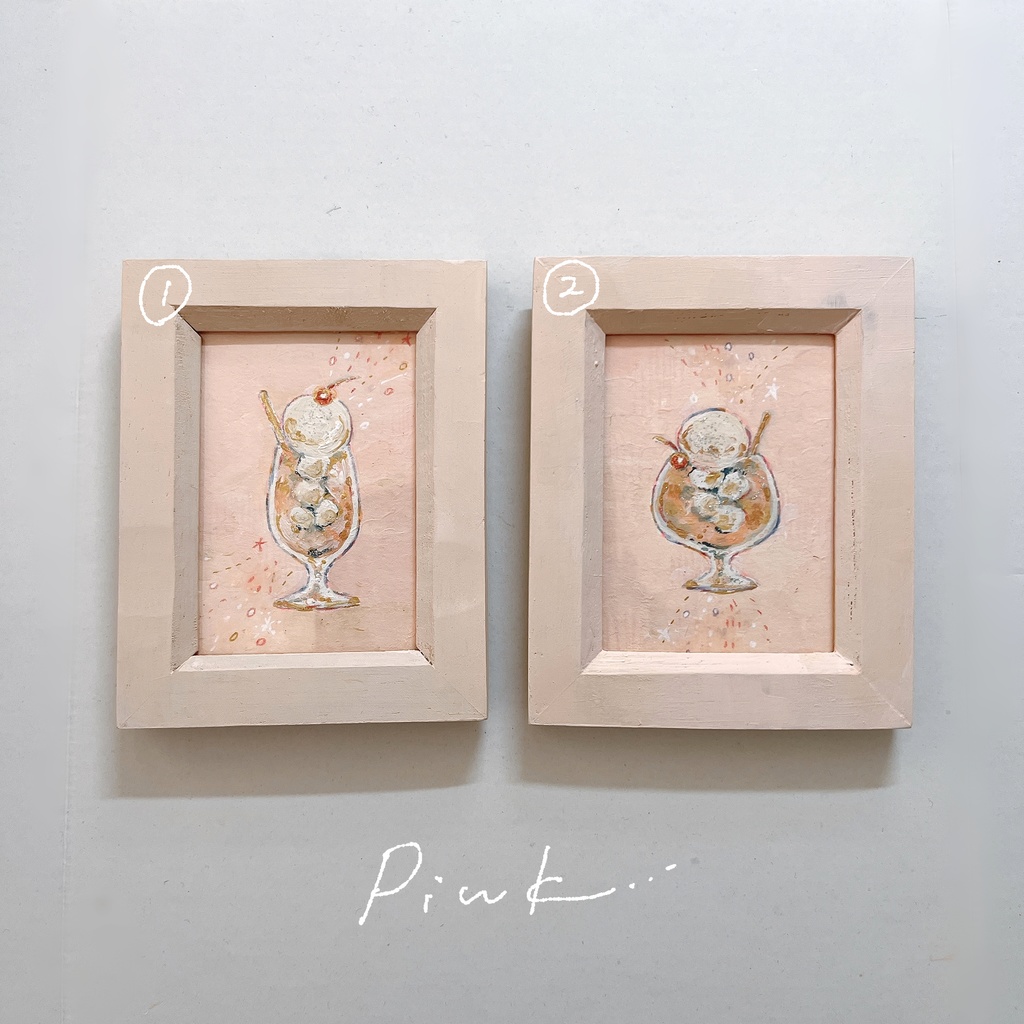 【展示】ブルーとピンクのクリームソーダ|ミニ原画