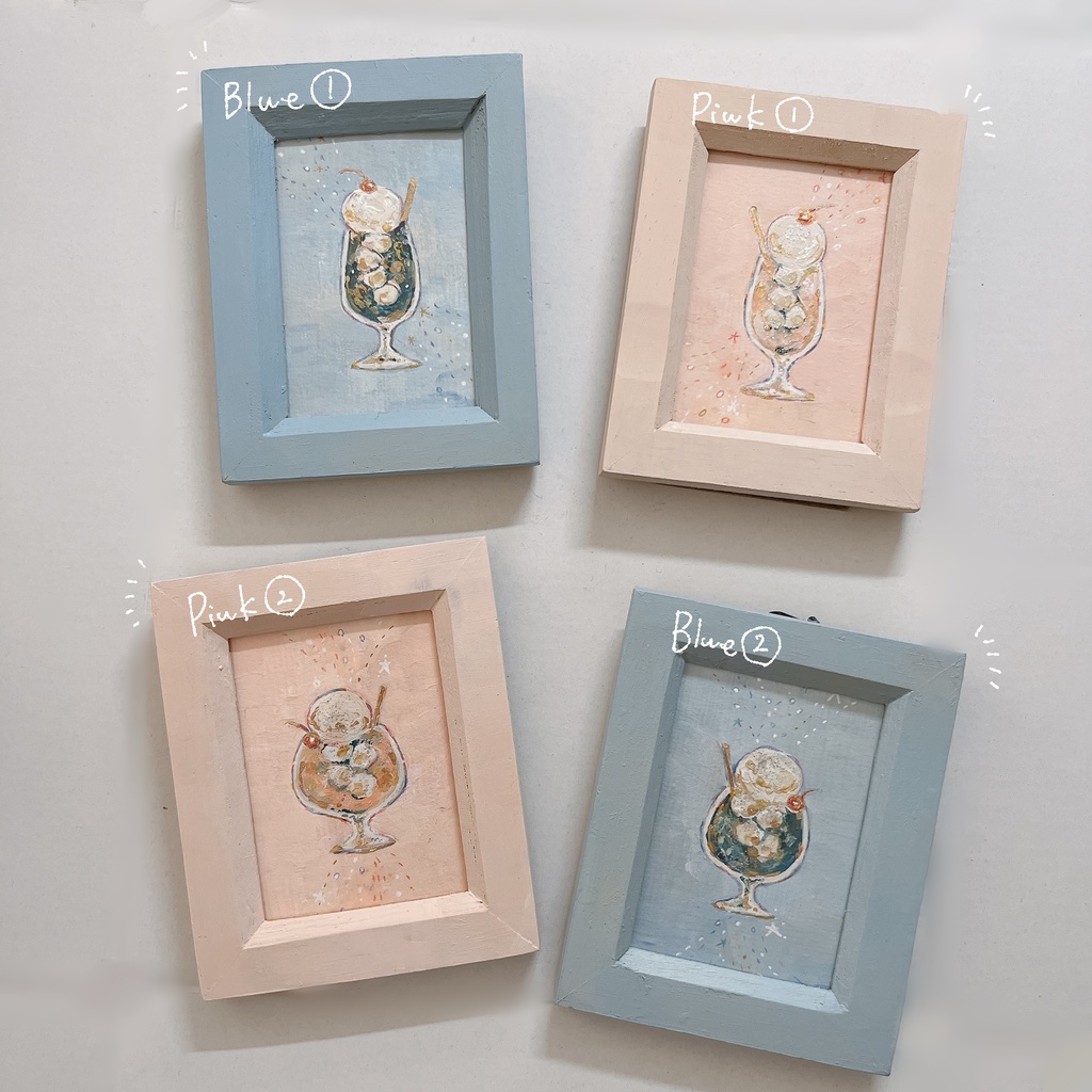 【展示】ブルーとピンクのクリームソーダ|ミニ原画