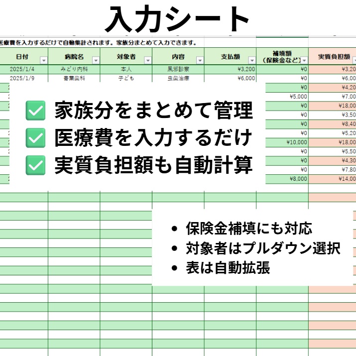 【医療費控除】還付額がすぐ分かるExcelシミュレーター|確定申告前チェック用