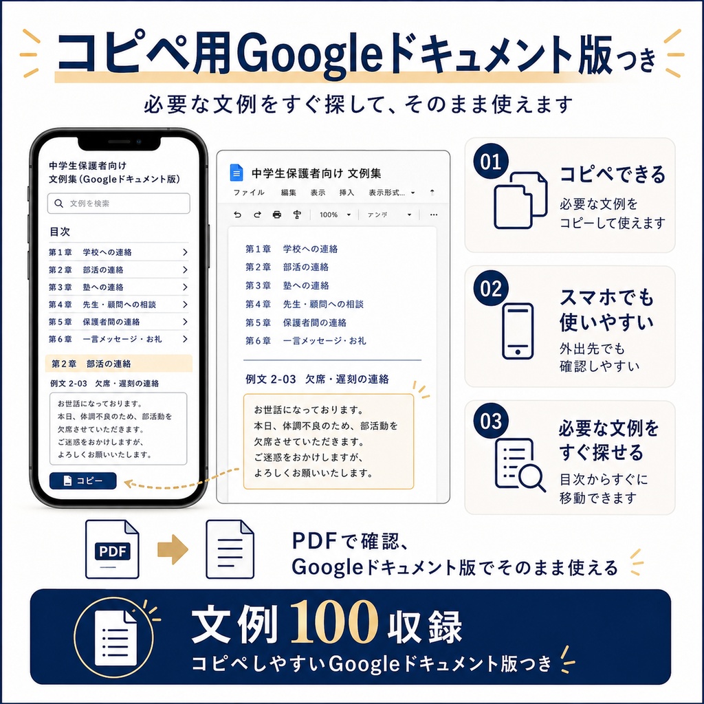 中学生保護者のための 学校・部活・塾 連絡文テンプレ集|そのまま使える文例100