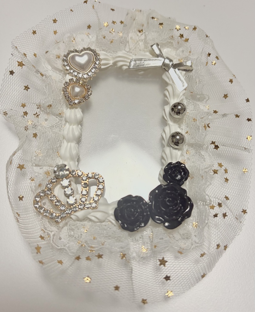 デコチェキケース【白レース-バラ】/【青レース-バラ】