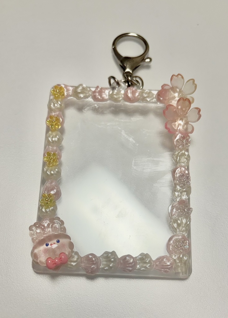 デコチェキケース【白・ピンク-花】