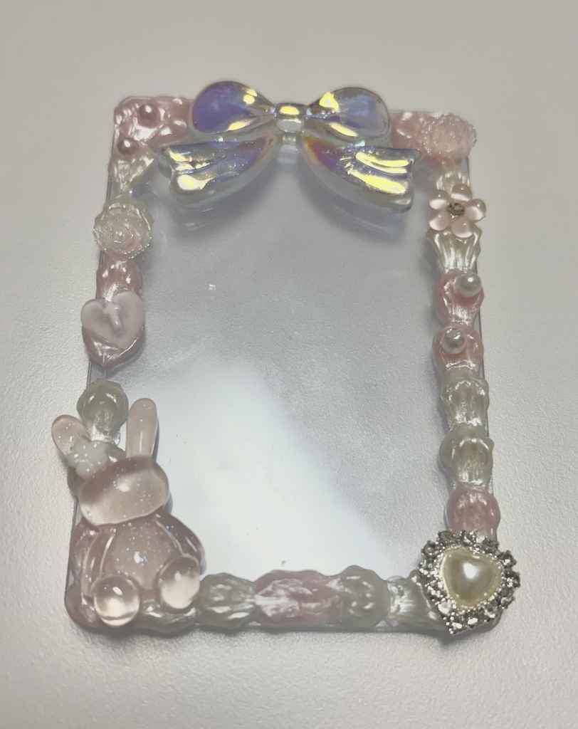 デコチェキケース【白・ピンク-うさぎ】