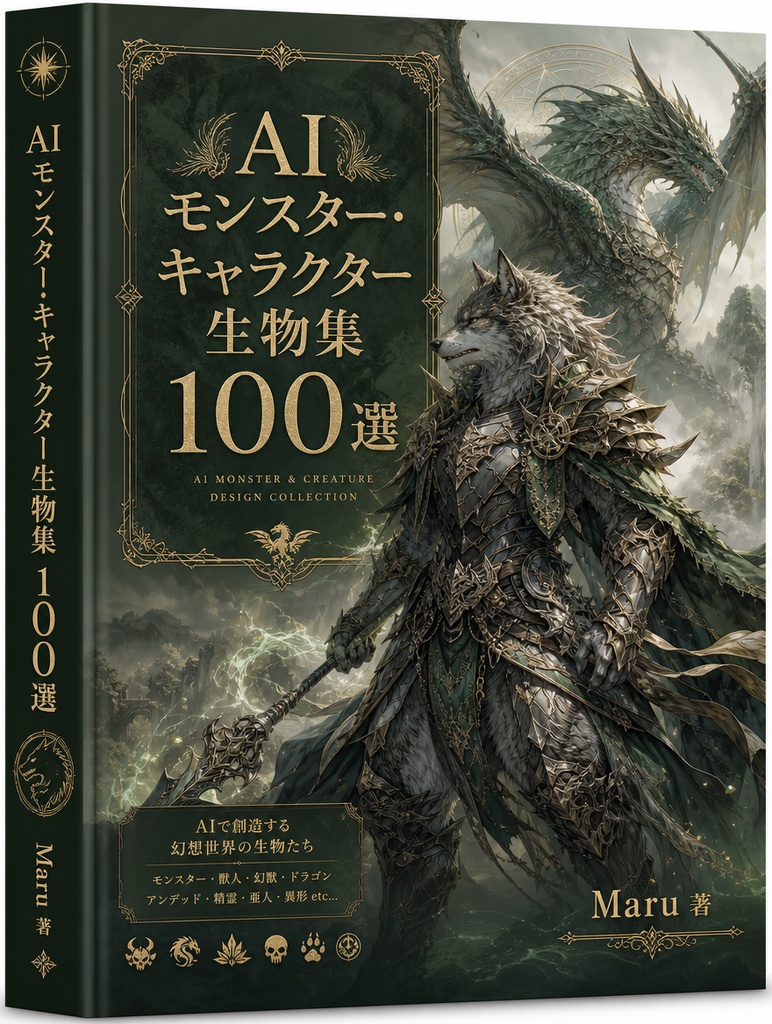『AIモンスター・キャラクター生物集 100選』(Maru AI DESIGN ARCHIVE Vol.5 / Maru 著)