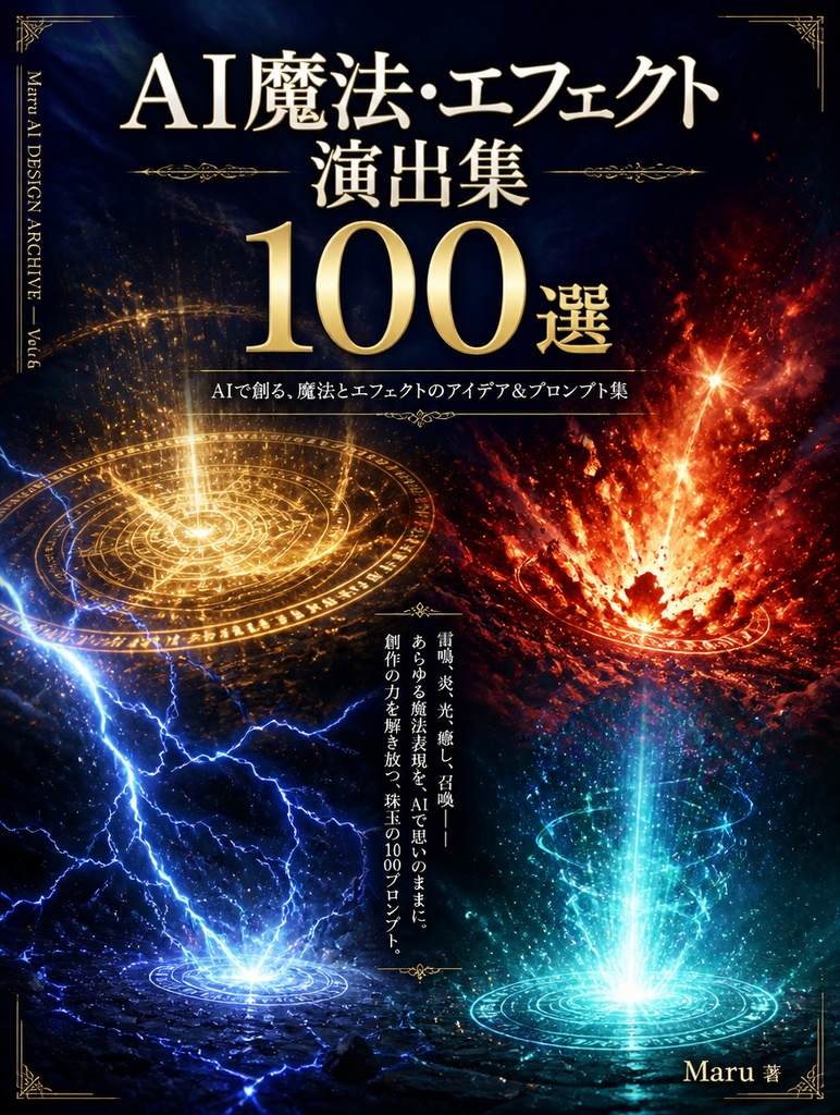 AI魔法・エフェクト演出集100選｜AI画像生成プロンプト集｜魔法・攻撃・召喚・治癒・闇エフェクト