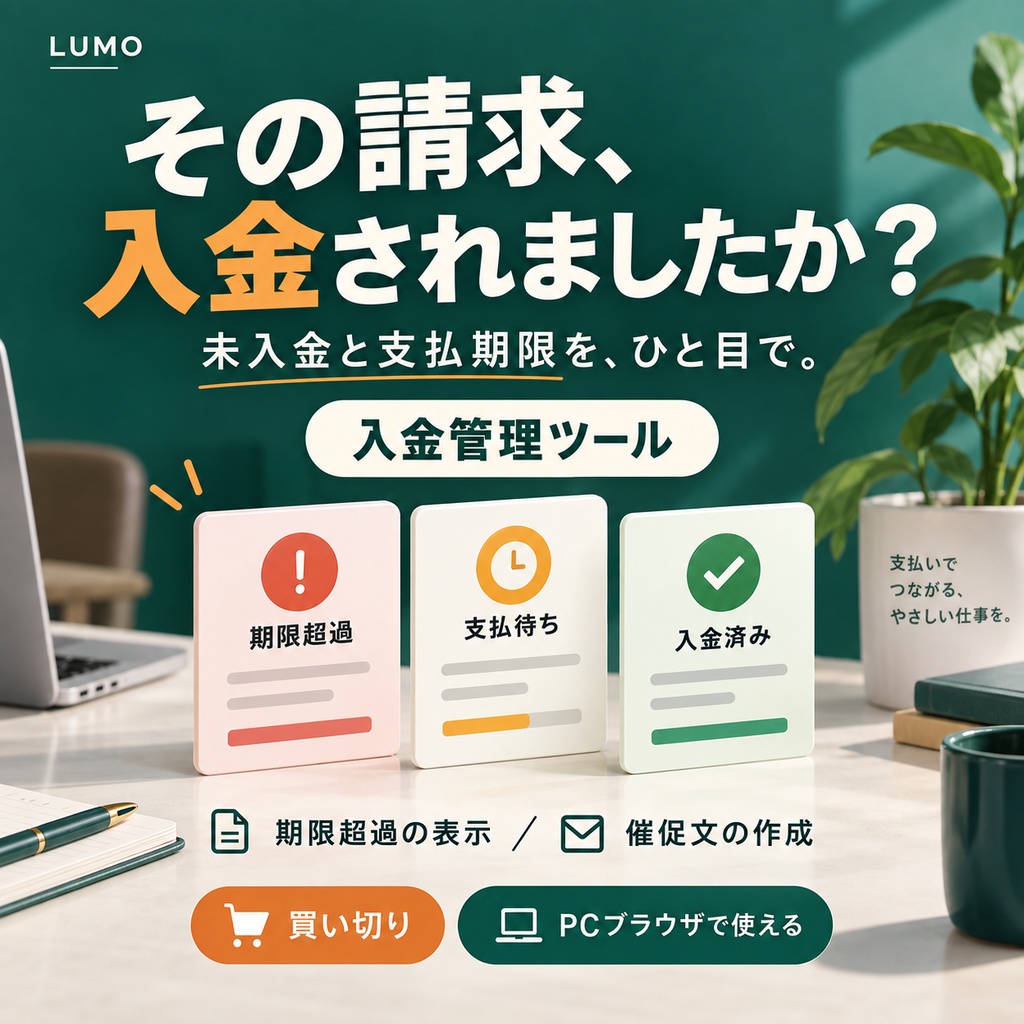入金管理ツール｜請求漏れ・入金遅延を検知する買い切りの管理表