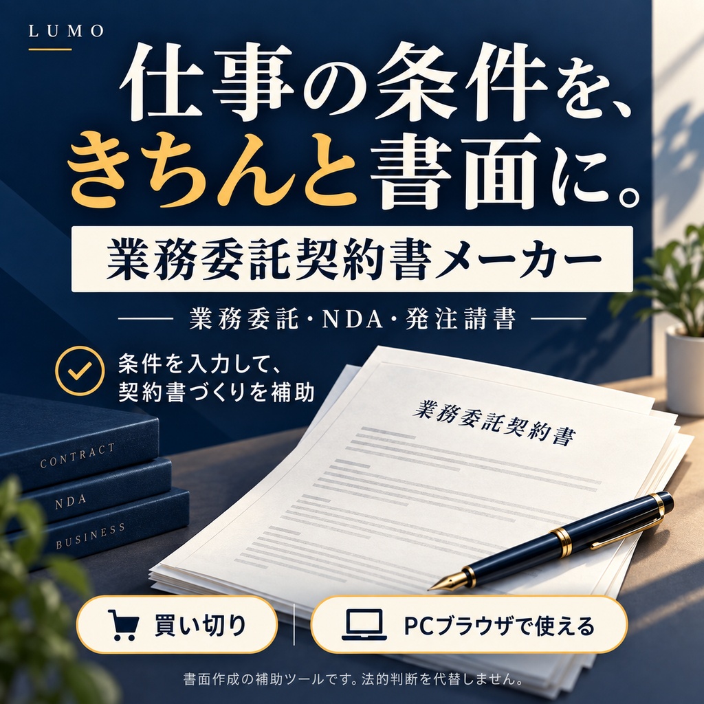 業務委託契約書メーカー|受注者の立場でリスクを点検できる買い切りツール