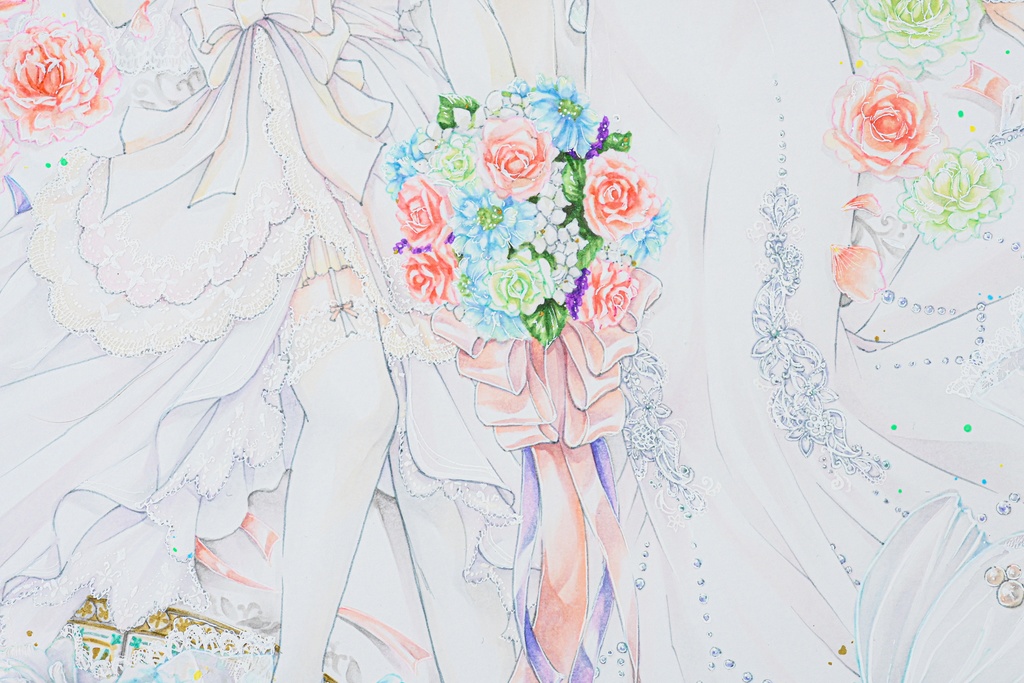 【アナログ原画】Brides ★送料無料(額装済み原画)