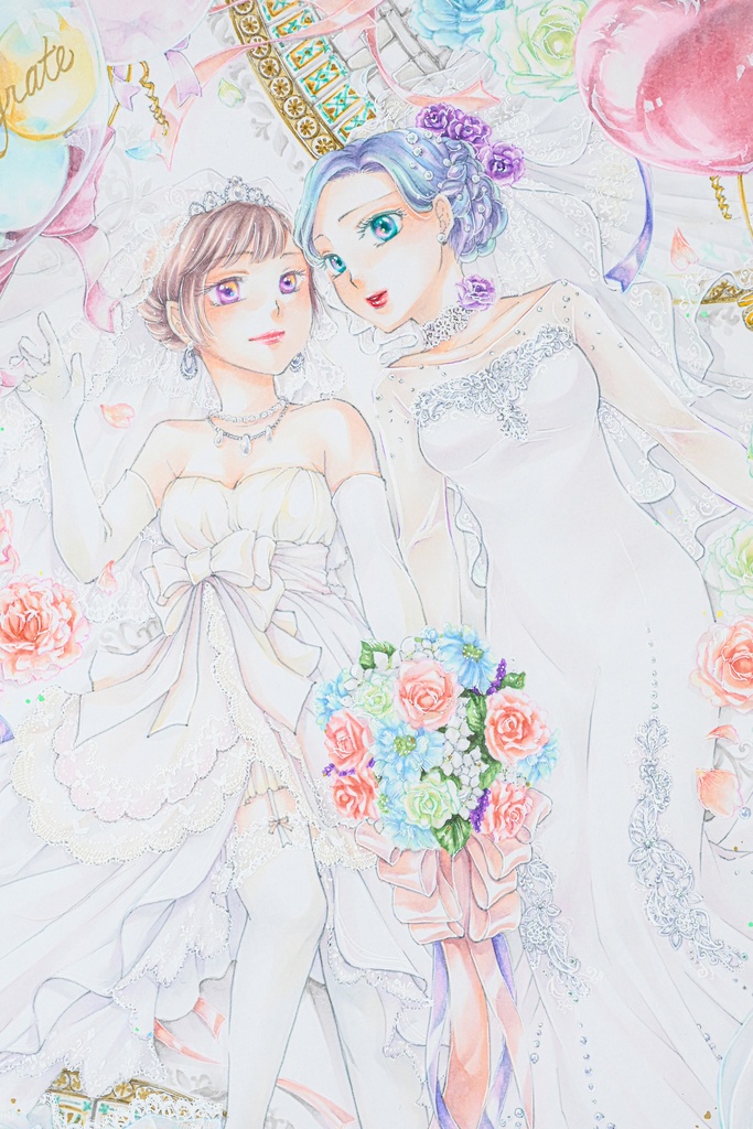 【アナログ原画】Brides ★送料無料(額装済み原画)